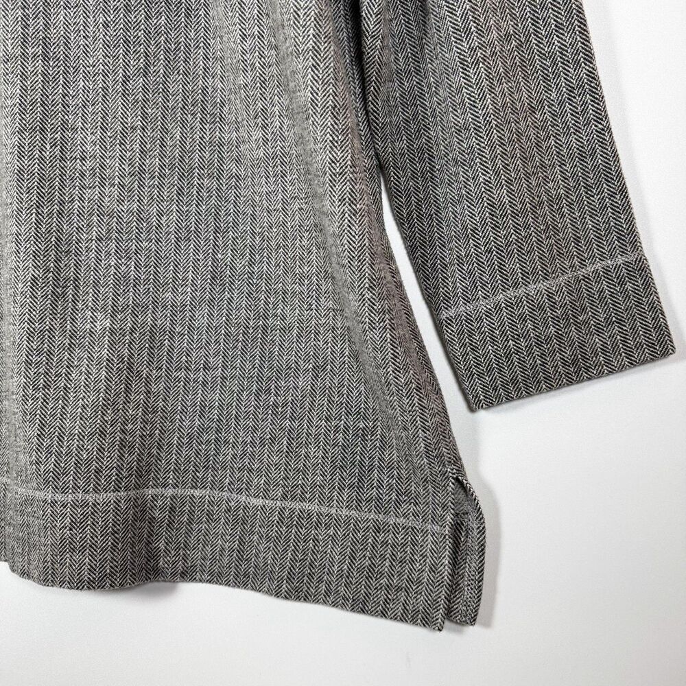 Soft Surroundings Shacket Womens Large Gray Herringbone Button Front‎ Jacket Top - Picture 6 of 13
